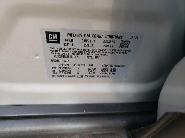 2022 CHEVROLET TRAX 1LT - KL7CJPSM2NB513522