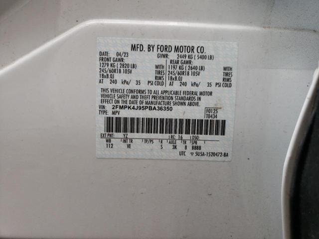 VIN 2FMPK4J95PBA36350 2023 Ford Edge, Sel no.13