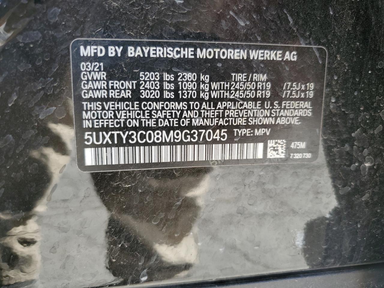 Lot #2974751134 2021 BMW X3 SDRIVE3