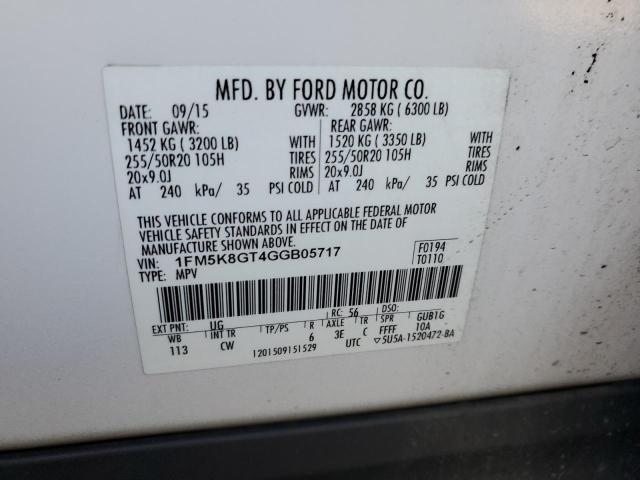 2016 FORD EXPLORER S - 1FM5K8GT4GGB05717