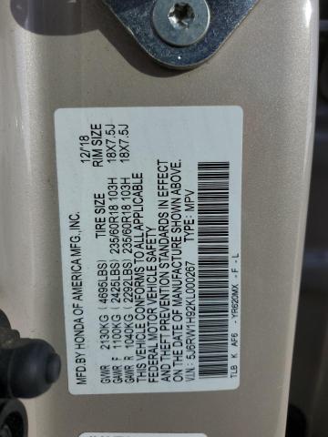 2019 HONDA CR-V TOURI - 5J6RW1H92KL000267
