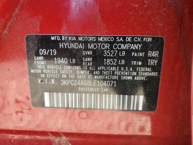 VIN 3KPC24A68LE104071 2020 HYUNDAI ACCENT no.12