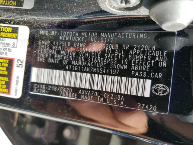 VIN 4T1G11AK7MU544197 2021 Toyota Camry, SE no.13