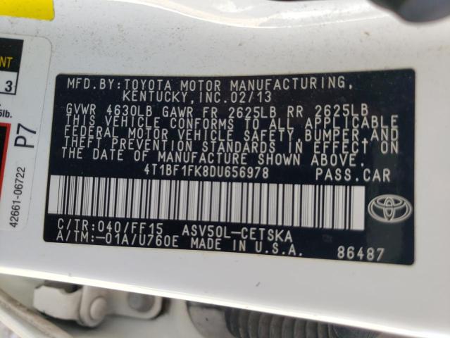 VIN 4T1BF1FK8DU656978 2013 Toyota Camry, L no.12