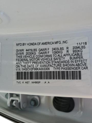 VIN 1HGCV2F96KA003306 2019 Honda Accord, Touring no.12