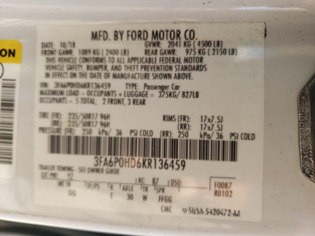 Ford Fusion se 2019