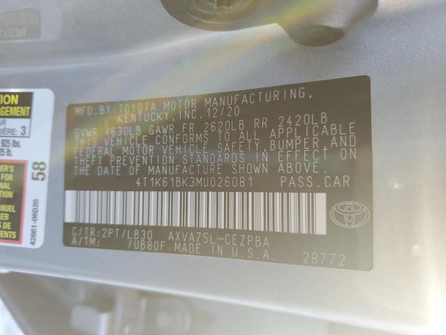 2021 TOYOTA CAMRY XSE - 4T1K61BK3MU026081