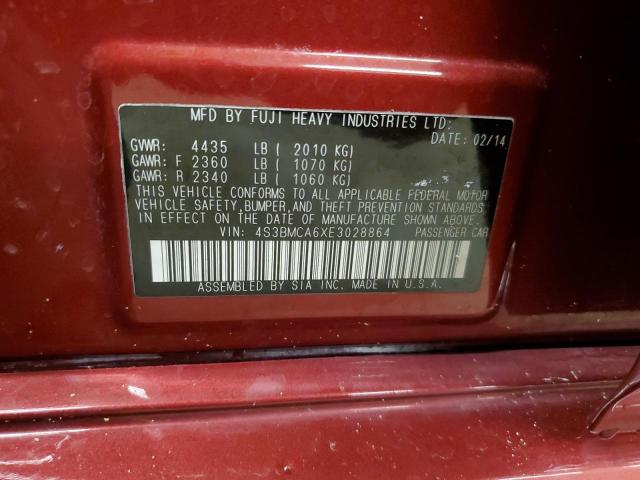 VIN 4S3BMCA6XE3028864 2014 Subaru Legacy, 2.5I no.13