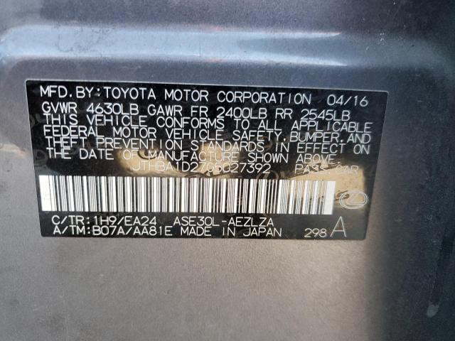 2016 LEXUS IS 200T - JTHBA1D27G5027392
