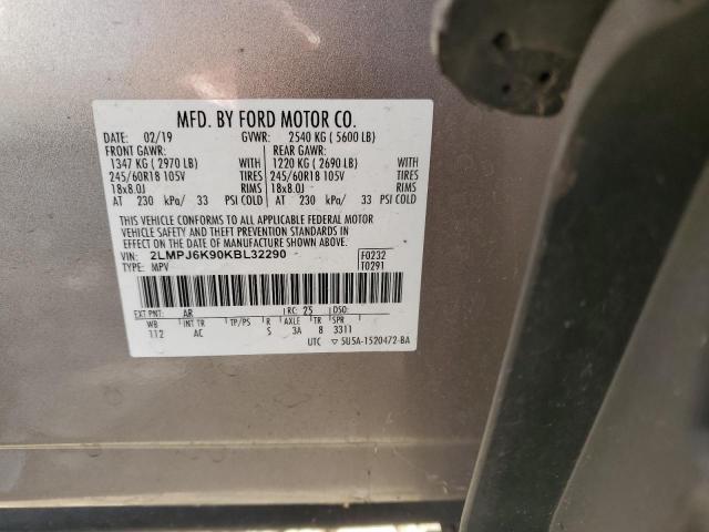 2019 LINCOLN NAUTILUS S 2LMPJ6K90KBL32290
