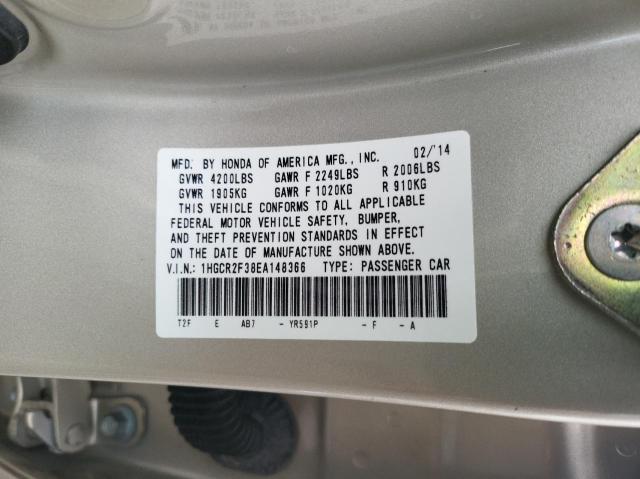 VIN 1HGCR2F38EA148366 2014 Honda Accord, LX no.10