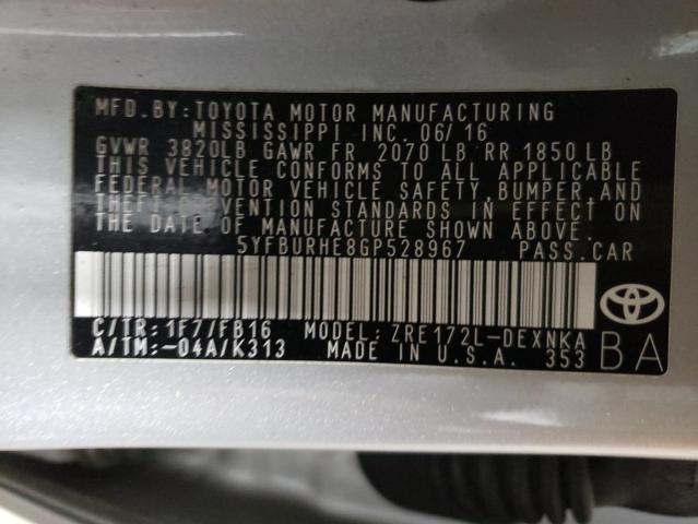 2016 TOYOTA COROLLA L - 5YFBURHE8GP528967