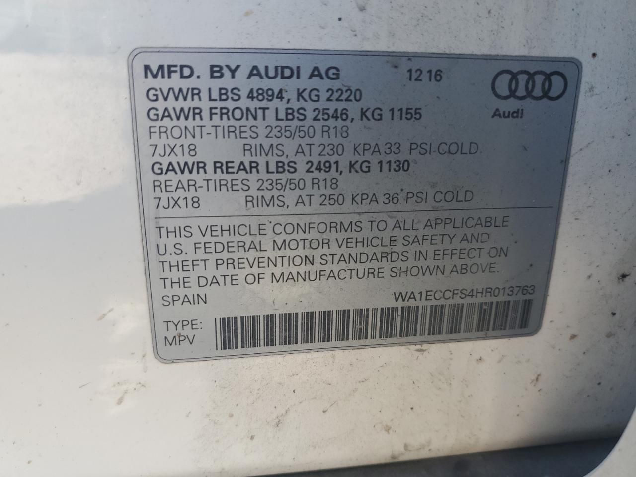 Lot #2979426675 2017 AUDI Q3 PREMIUM