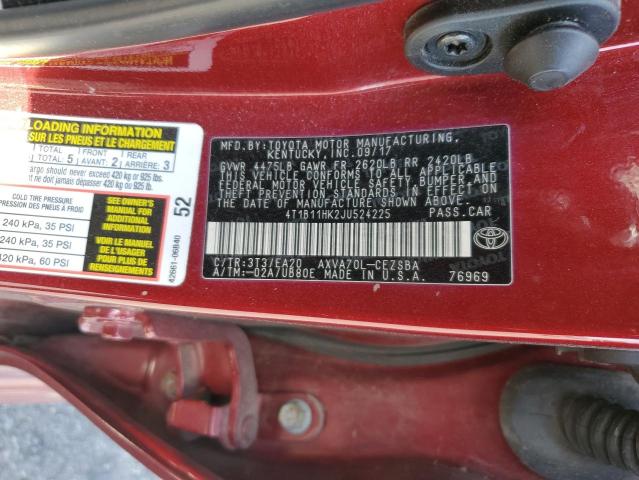 VIN 4T1B11HK2JU524225 2018 Toyota Camry, L no.12