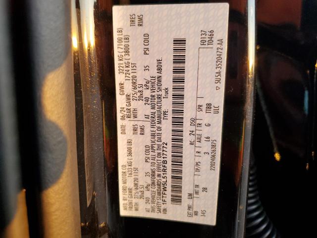 2024 FORD F150 LARIA 1FTFW5L51RFB17772
