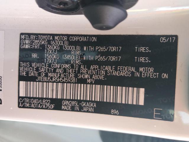 2017 TOYOTA 4RUNNER SR - JTEBU5JR5H5459381