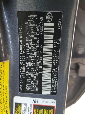 VIN 4T1BD1EB4DU001675 2013 Toyota Avalon, Hybrid no.12