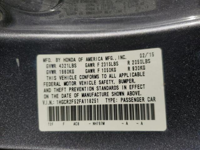 VIN 1HGCR2F52FA118251 2015 Honda Accord, Sport no.12