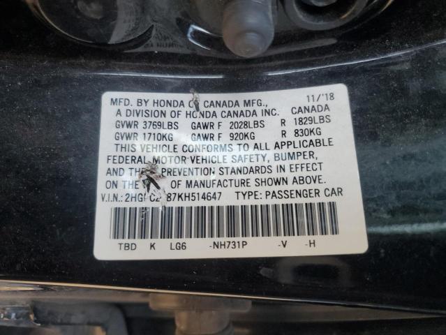 2HGFC2F87KH514647 2019 HONDA CIVIC