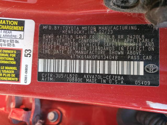 VIN 4T1K61AK0PU134048 2023 Toyota Camry, Xse no.12