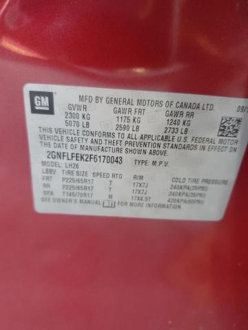 2015 CHEVROLET EQUINOX LT - 2GNFLFEK2F6170043