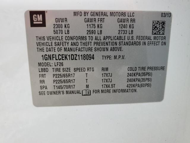 VIN 1GNFLCEK1DZ118094 2013 Chevrolet Equinox, LS no.12