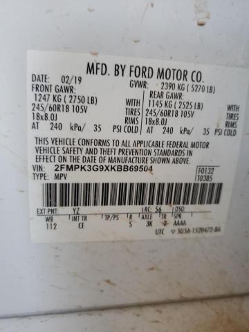 2019 FORD EDGE SE - 2FMPK3G9XKBB69504