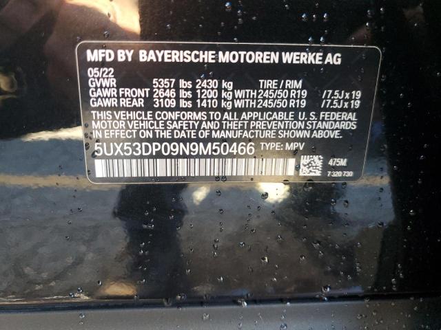2022 BMW X3 XDRIVE3 - 5UX53DP09N9M50466