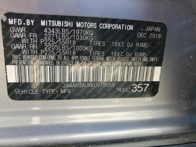 2019 MITSUBISHI OUTLANDER - JA4AP3AUXKU018059