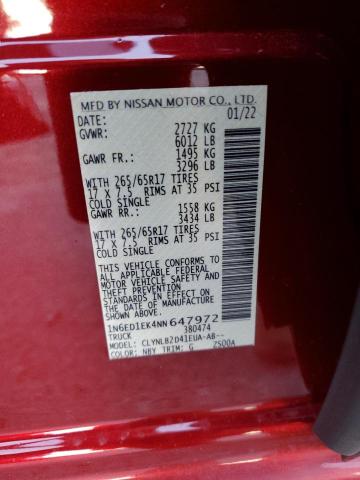 2022 NISSAN FRONTIER S - 1N6ED1EK4NN647972
