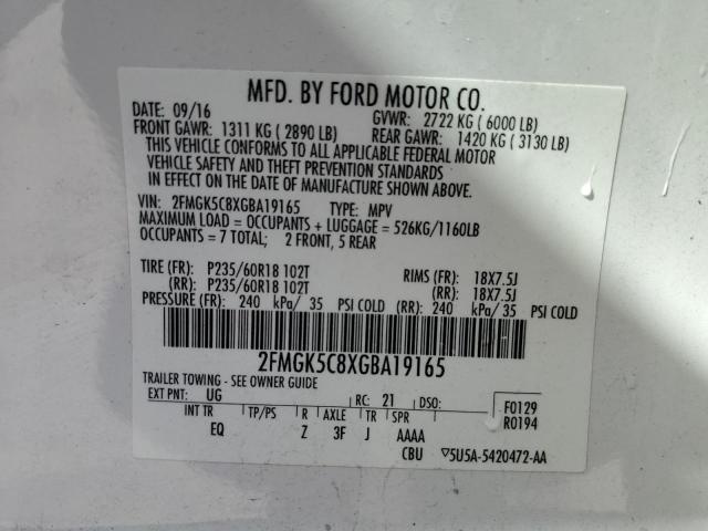 2016 FORD FLEX SEL - 2FMGK5C8XGBA19165