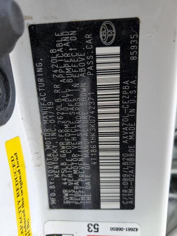 2019 TOYOTA CAMRY XSE - 4T1B61HK3KU742371
