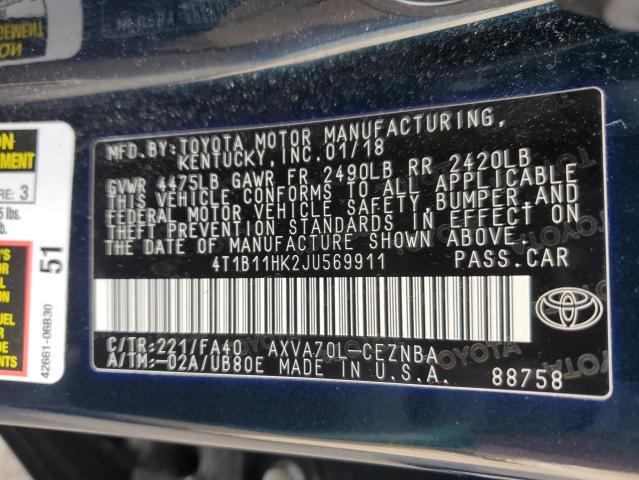2018 TOYOTA CAMRY L - 4T1B11HK2JU569911