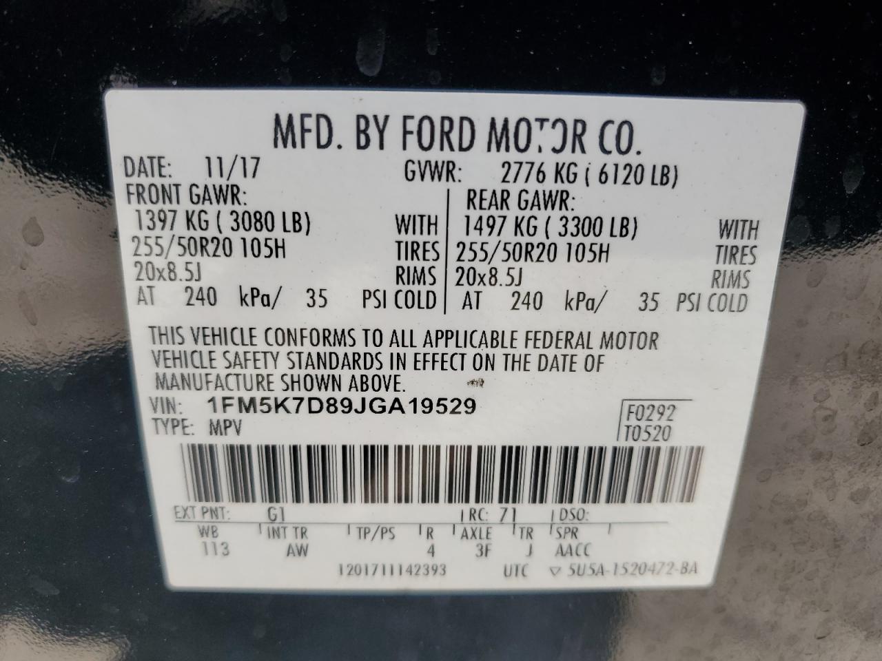 Lot #2987033800 2018 FORD EXPLORER X