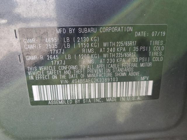 2019 SUBARU OUTBACK 2. - 4S4BSAFC2K3389103