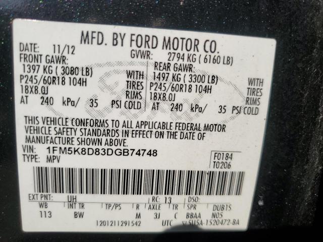 VIN 1FM5K8D83DGB74748 2013 Ford Explorer, Xlt no.13