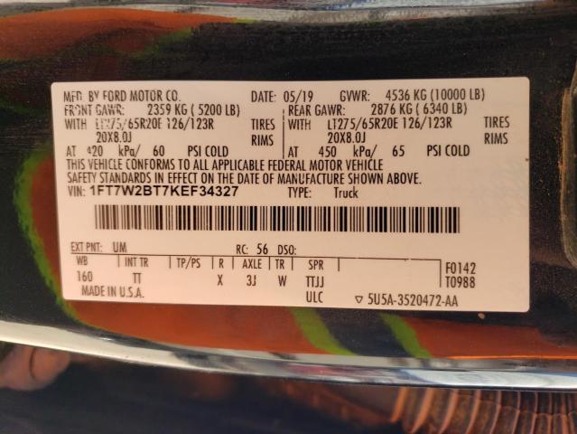 2019 FORD F250 SUPER - 1FT7W2BT7KEF34327