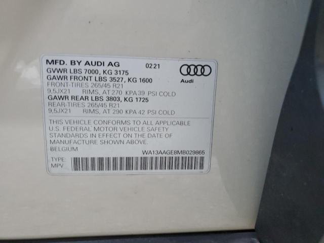 2021 AUDI E-TRON SPO WA13AAGE8MB029865