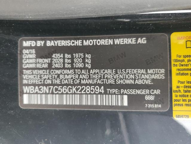 VIN WBA3N7C56GK228594 2016 BMW 4 SERIES no.12