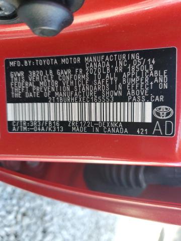 VIN 2T1BURHEXEC165553 2014 Toyota Corolla, L no.12