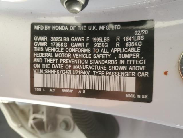 2020 HONDA CIVIC SPOR - SHHFK7G42LU219407