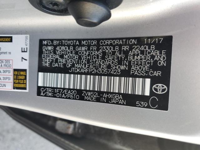 VIN JTDKARFP2H3057423 2017 Toyota Prius no.12