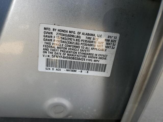 VIN 5FNYF4H59DB038424 2013 Honda Pilot, Exl no.13