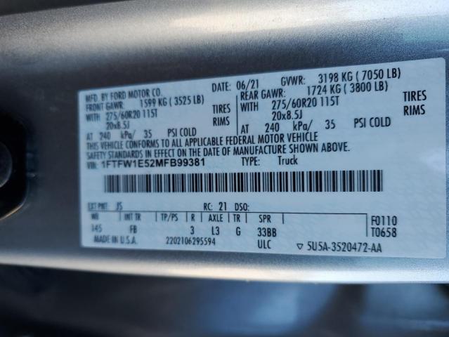 2021 FORD F150 SUPER - 1FTFW1E52MFB99381
