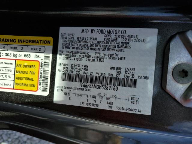 2017 FORD MUSTANG - 1FA6P8AM3H5289160