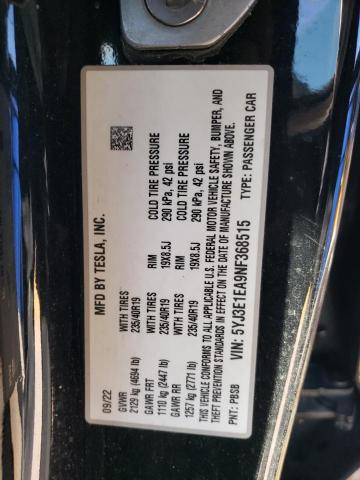 2022 TESLA MODEL 3 - 5YJ3E1EA9NF368515