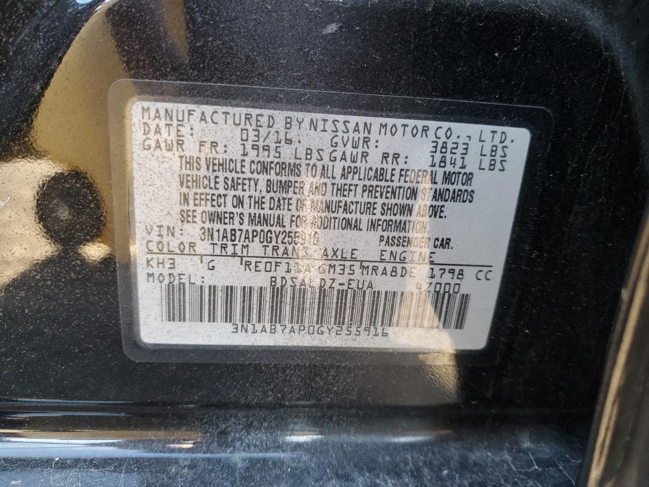 Lot #2988470804 2016 NISSAN SENTRA S