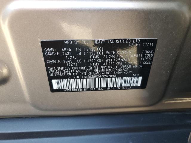 VIN 4S4BSBHC5F3267098 2015 Subaru Outback, 2.5I Pre... no.13