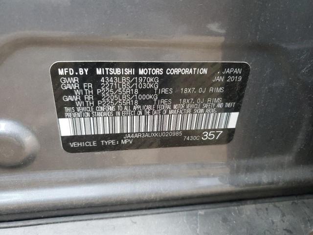 2019 MITSUBISHI OUTLANDER - JA4AR3AUXKU020985