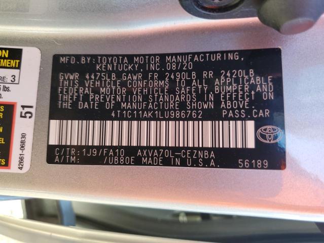 2020 TOYOTA CAMRY LE - 4T1C11AK1LU986762